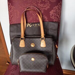Rioni East West Shoulder bag and large cosmetic bag. Brand new.